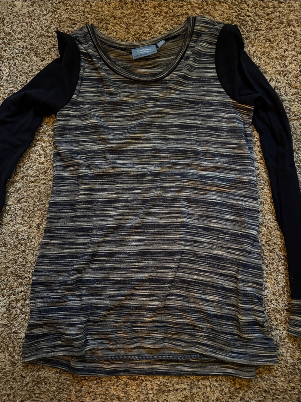 Simply Vera Vera Wang Black and Gray Striped Top